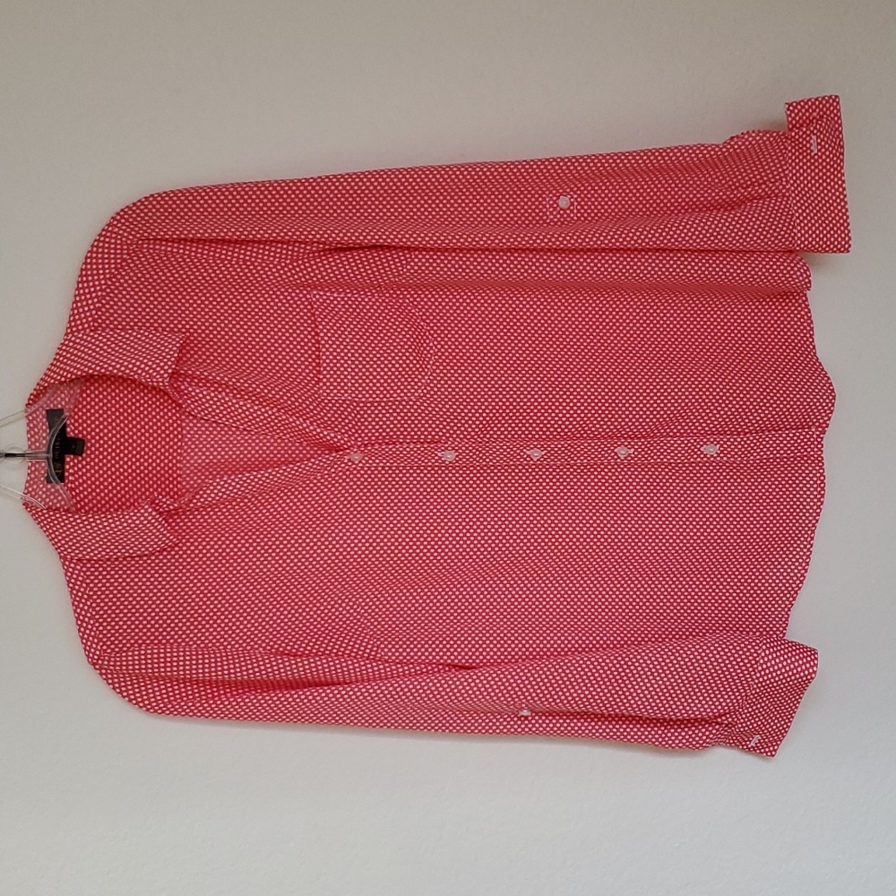 Outback Red Polka Dot Shirt Top Button Sleeve Size S